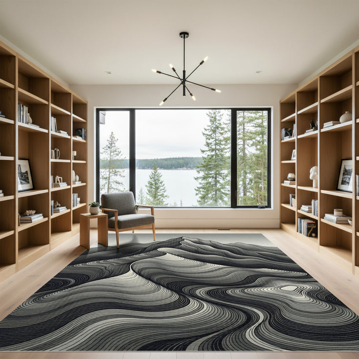 Monochromatic Mountainous Contour Waves Rug