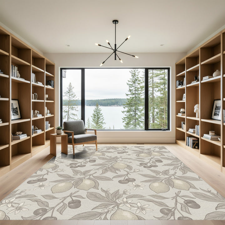 Tonal Lemon Cherry Blossom Botanical Rug