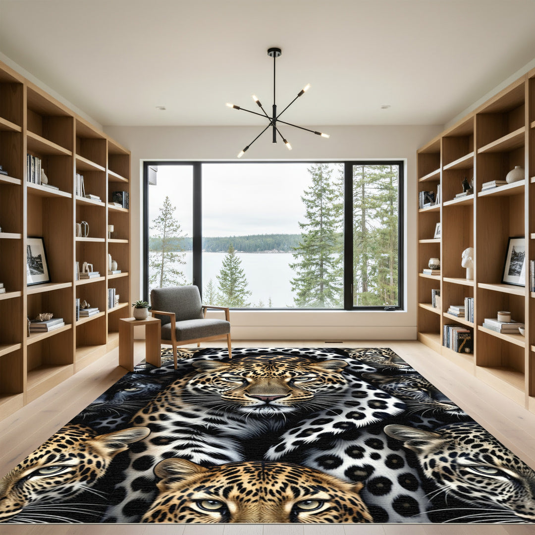 Leopard Face Collage Rug
