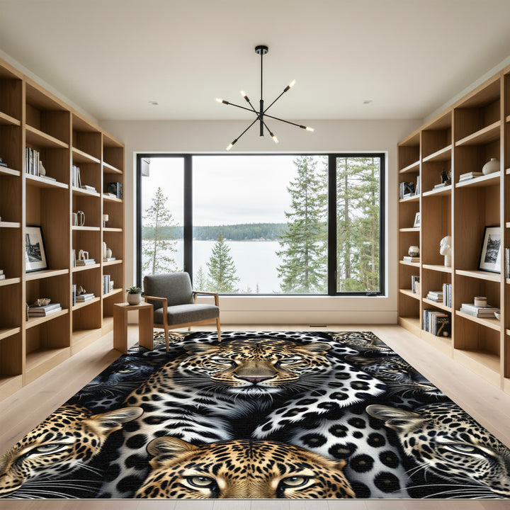 Leopard Face Collage Rug