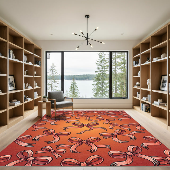 Coral Bow Pattern Gradient Rug