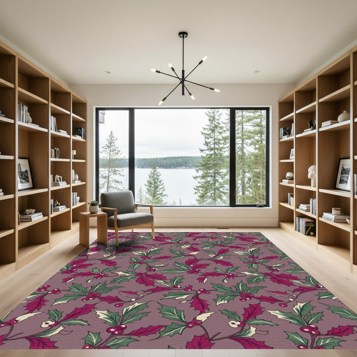 Crimson Holly Berry Garland Repeating Rug