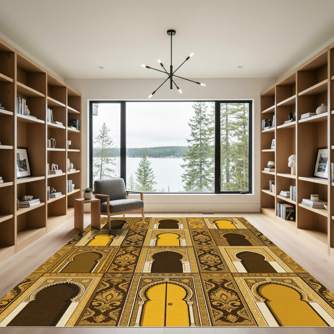 Golden Arched Doorway Islamic Rug