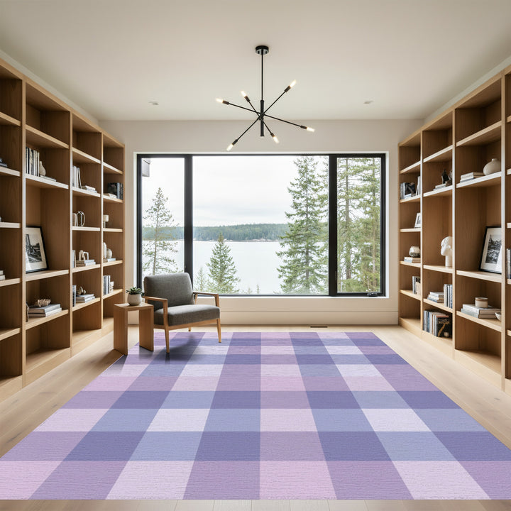 Soft Lavender Gingham Check Rug