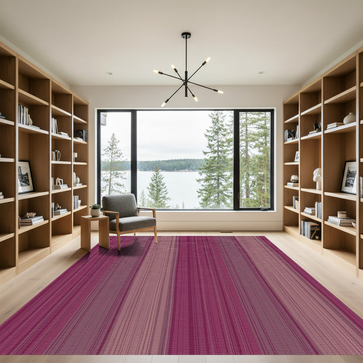 Deep Plum Vertical Stripe Texture Rug