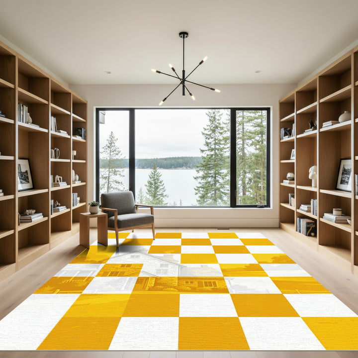 Checkerboard House Yellow Landscape Rug