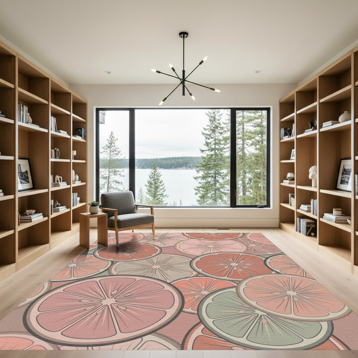 Rosy Citrus Slice Collage Rug