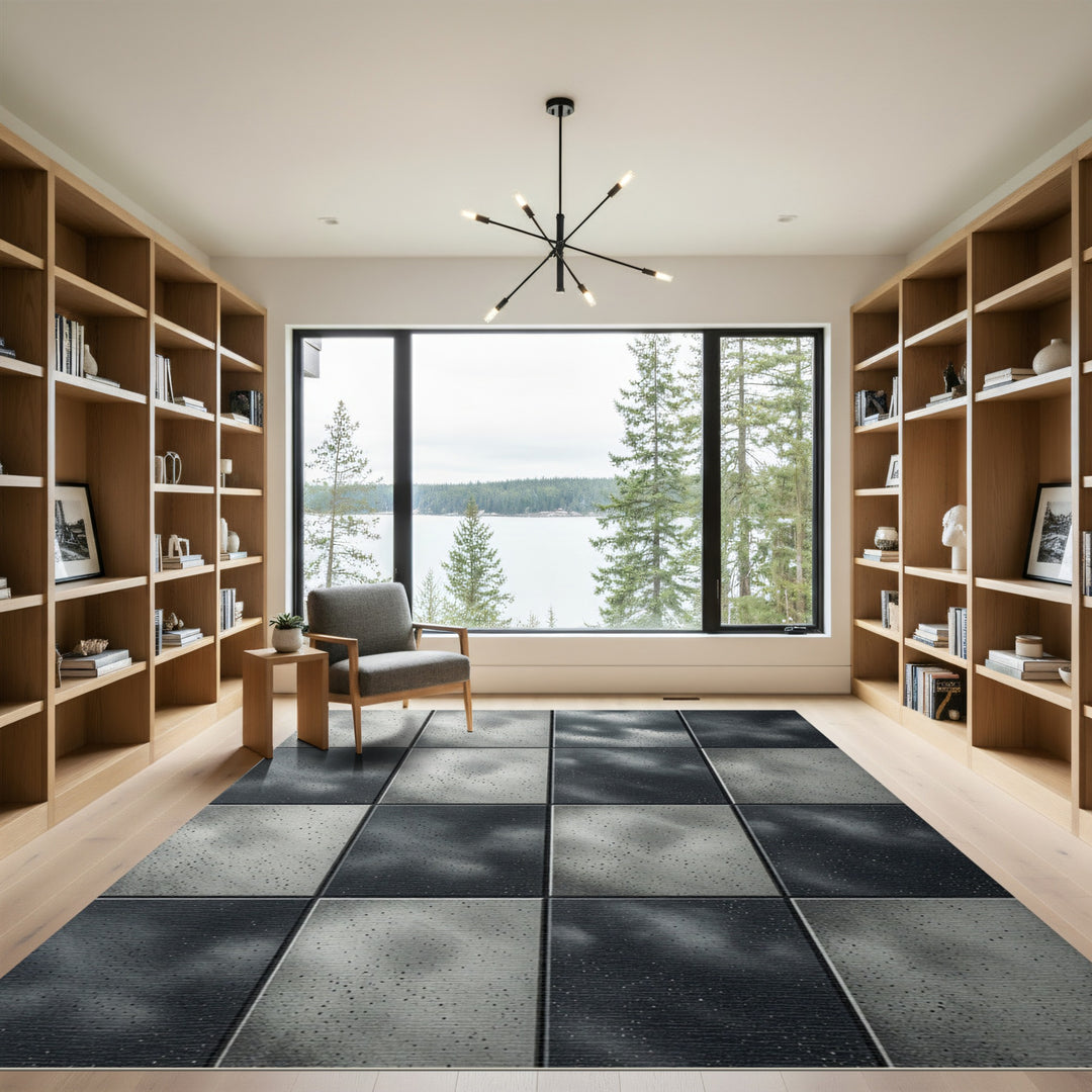 Monochromatic Textured Grid Rug