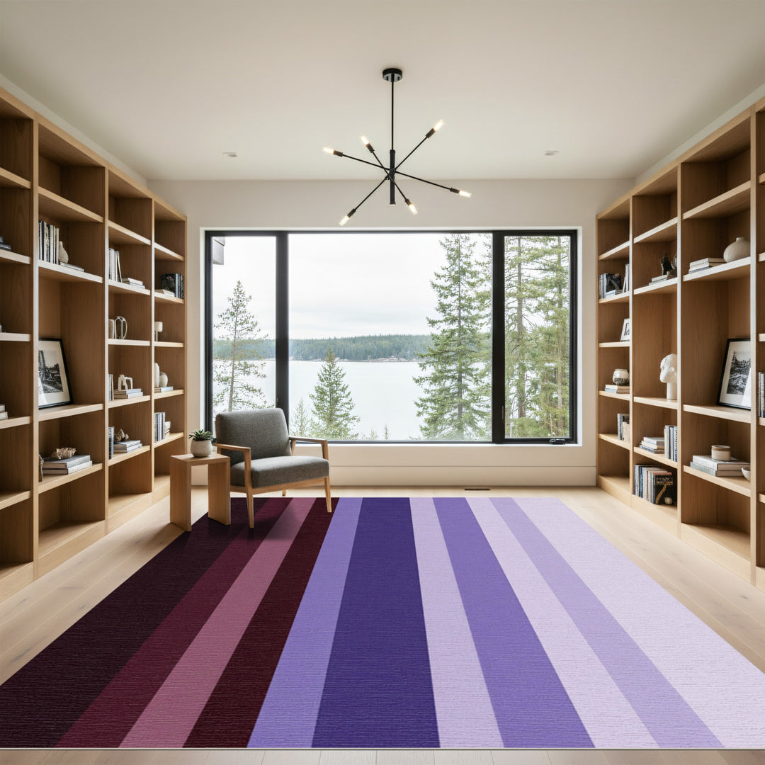 Vertical Purple Gradient Stripe Rug
