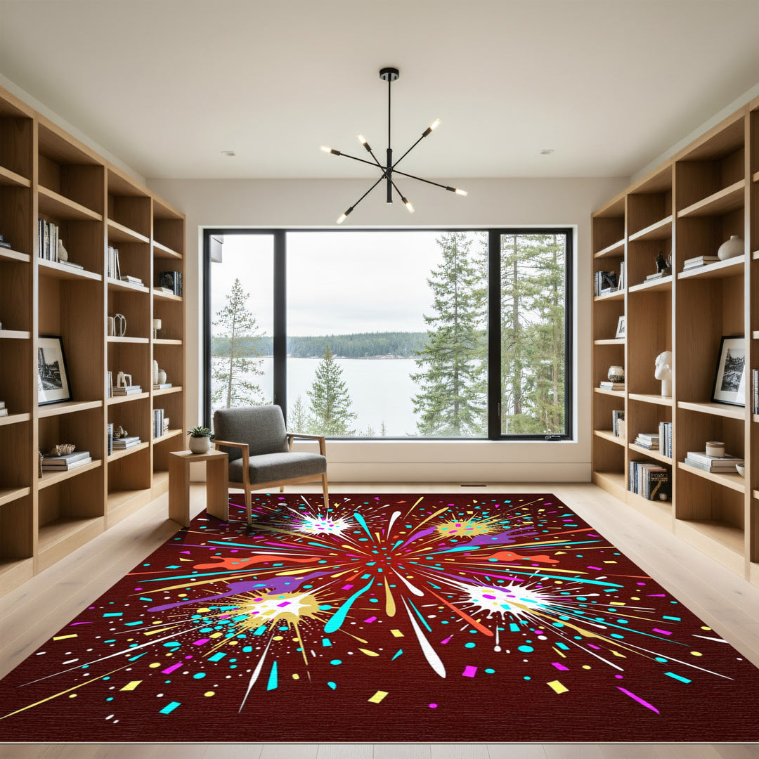 Festive Bursting Confetti Explosion Rug