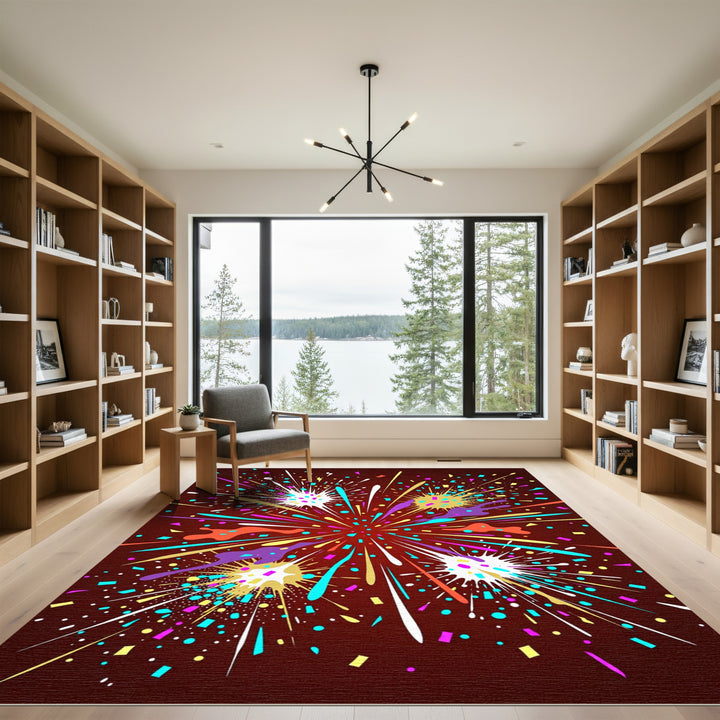 Festive Bursting Confetti Explosion Rug