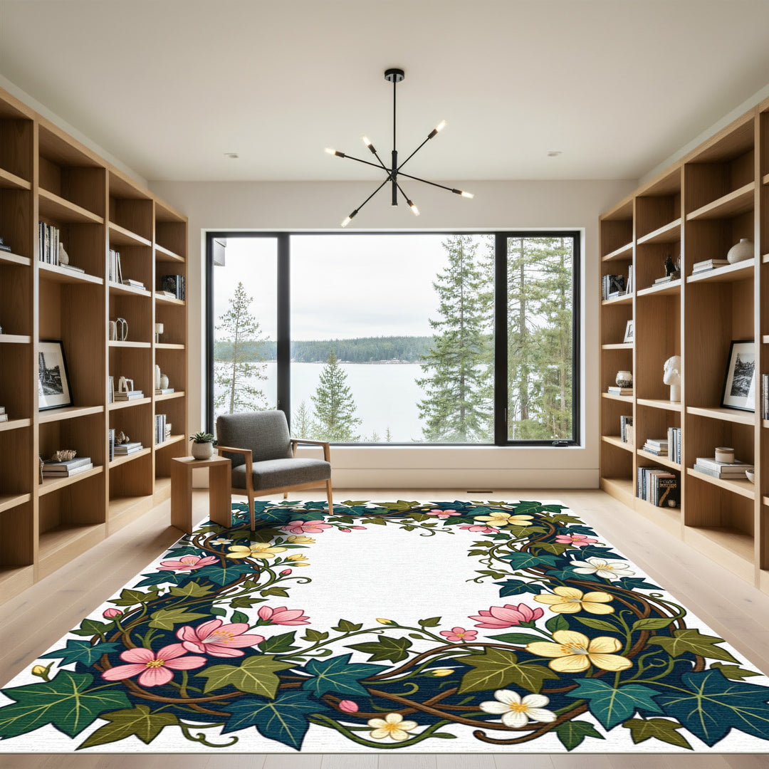 Crimson Yellow Floral Ivy Garland Rug