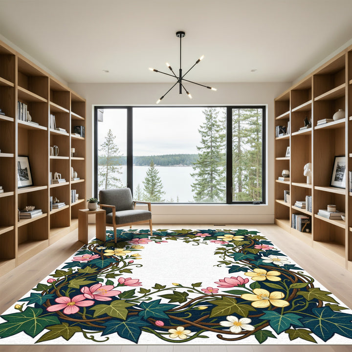 Crimson Yellow Floral Ivy Garland Rug