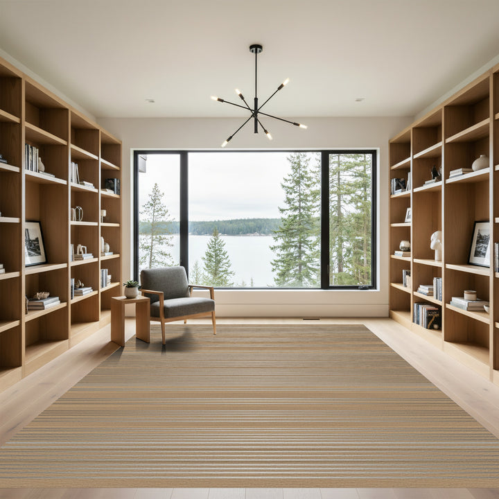 Tan Taupe Thin Horizontal Lines Rug