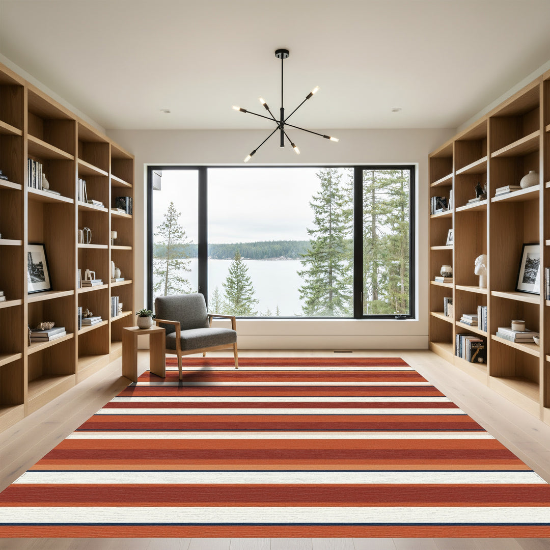 Earthy Terracotta Horizontal Stripe Rug