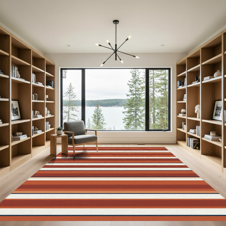 Earthy Terracotta Horizontal Stripe Rug