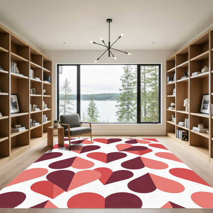 Geometric Pink Heart Tonal Arrangement Rug