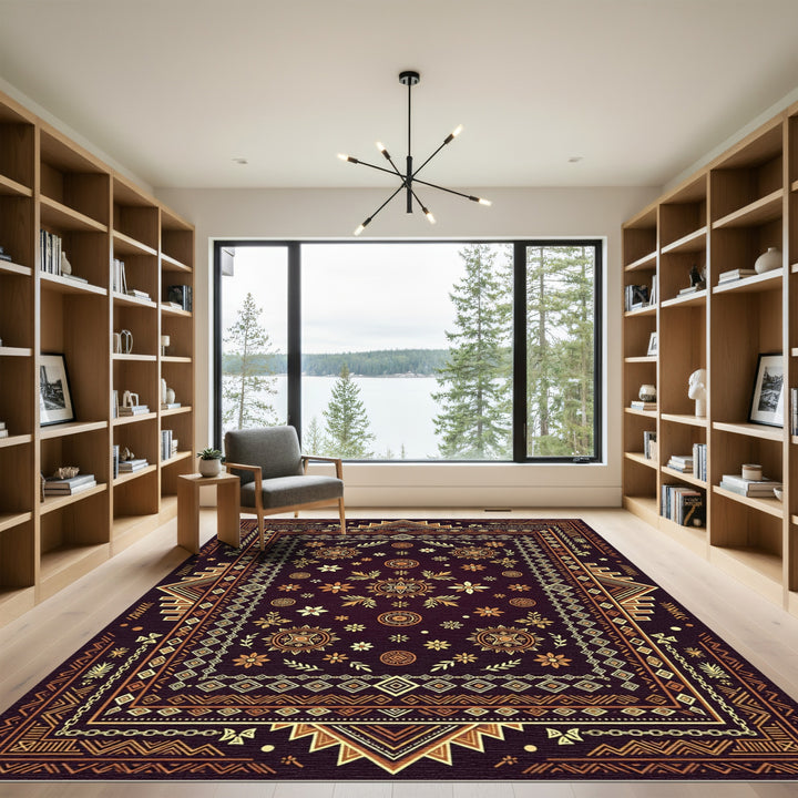 Golden Sunburst Tribal Rug