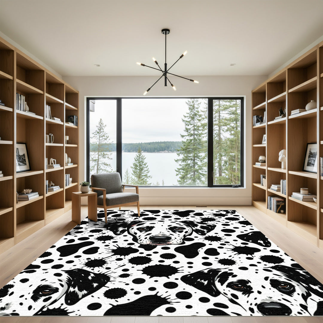 Black White Dalmatian Spots Rug
