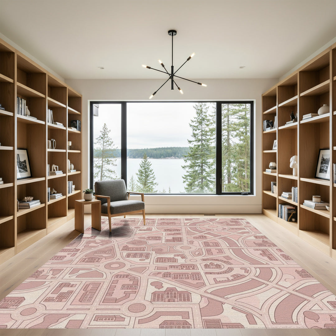 Blush Pink City Street Layout Rug