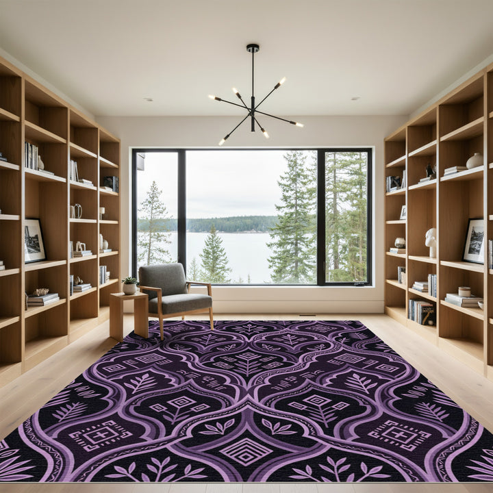 Ornate Purple Floral Archway Rug