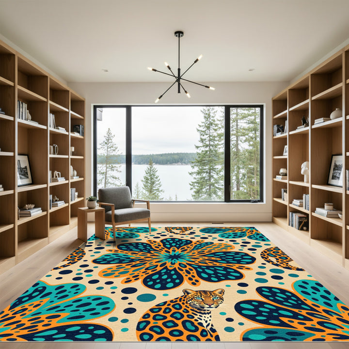 Emerald Leopard Floral Explosion Rug