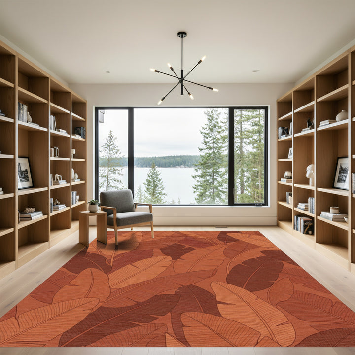 Earthy Tone Banana Leaf Jungle Rug