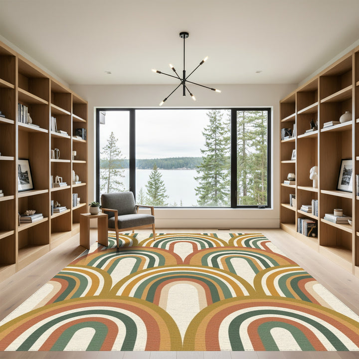 Retro Earthy Tone Arch Rainbow Rug