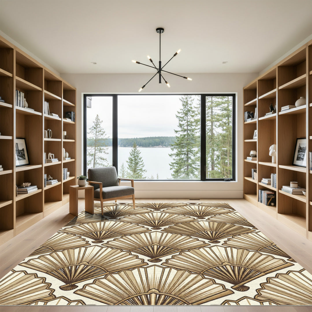 Art Deco Golden Fan Rug Design Rug