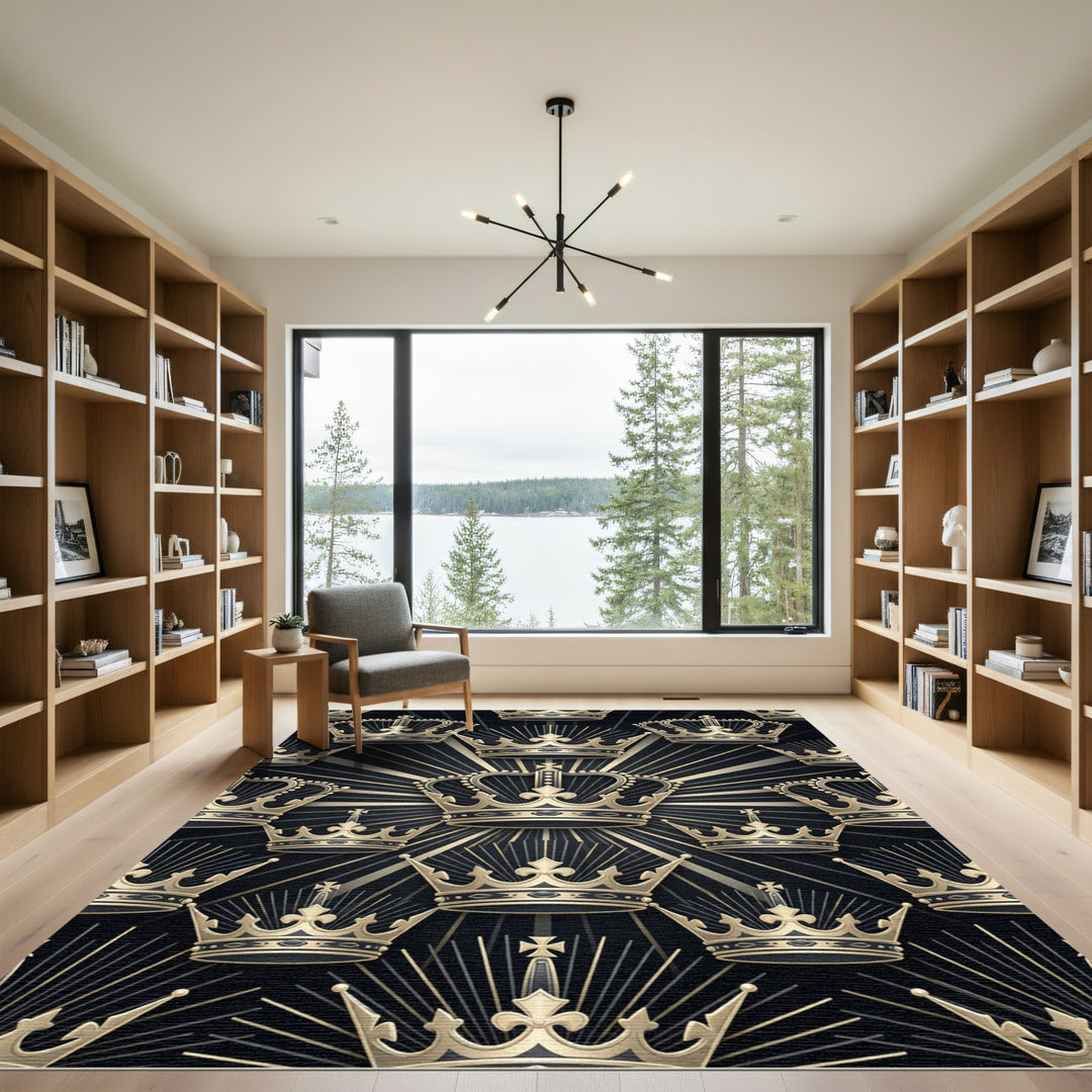 Regal Gold Crown Black Burst Rug
