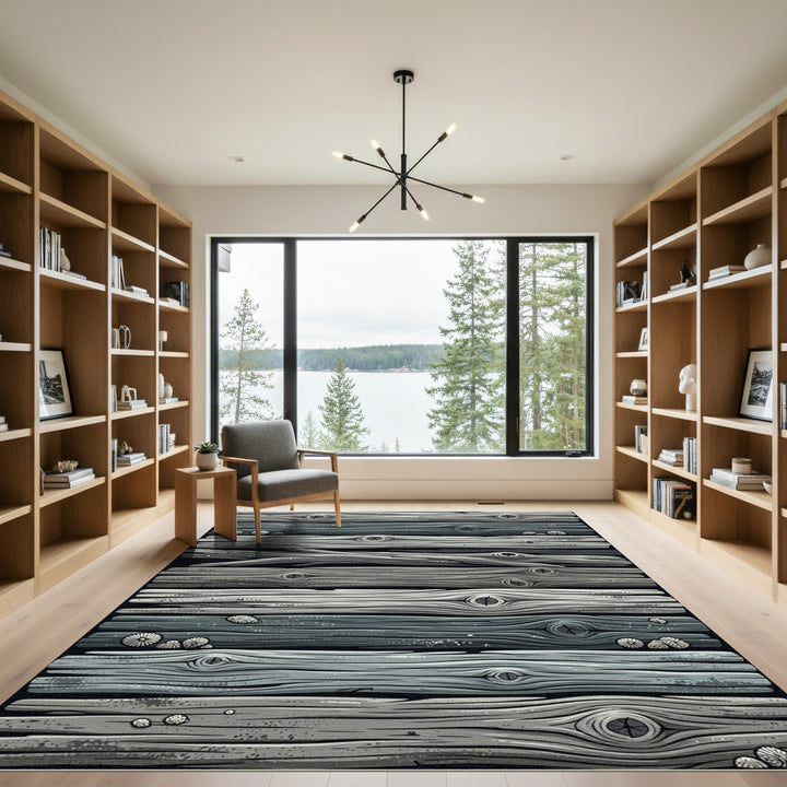 Rustic Gray Wood Grain Plank Rug