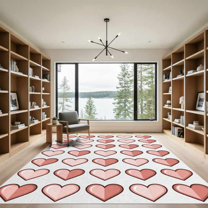 Coral Red Heart Collection Rug