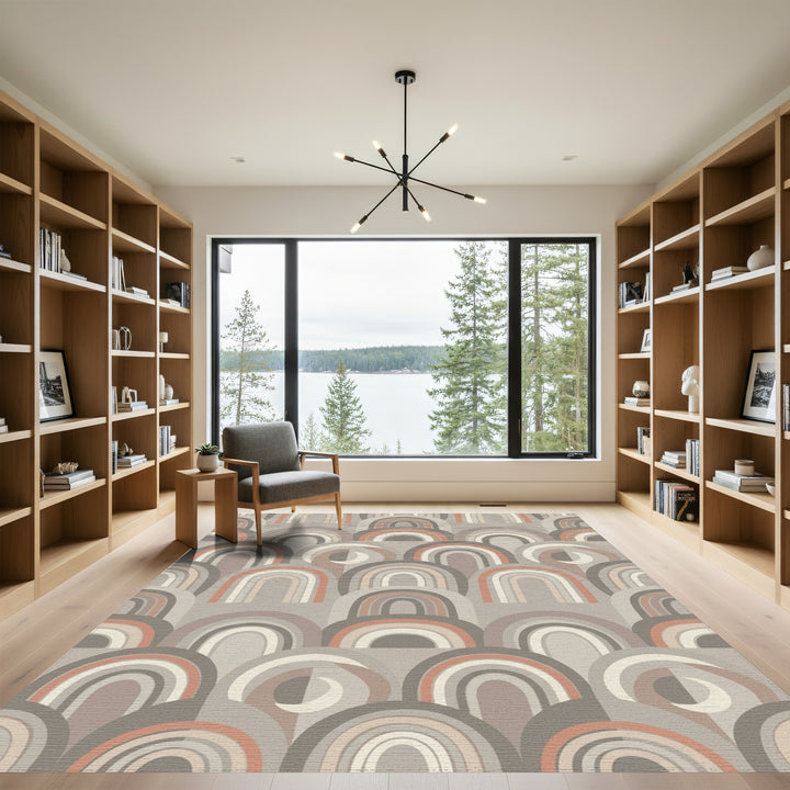 Geometric Rainbow Arch Neutral Tones Rug