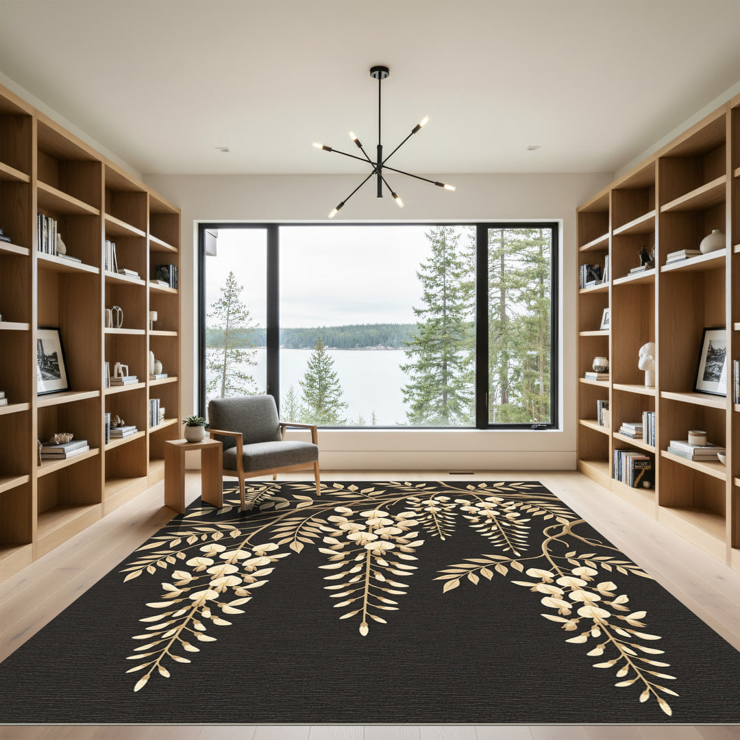 Golden Wisteria Branching Blossom Rug
