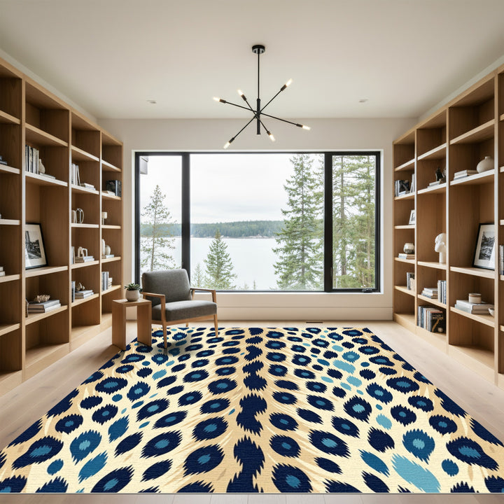 Sophisticated Blue Leopard Spots Rug