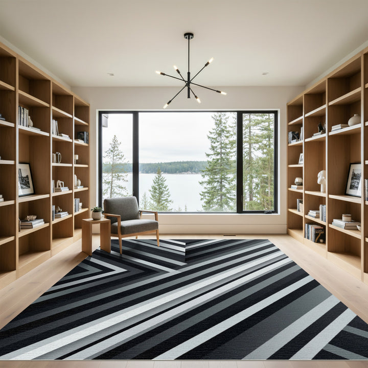 Modern Gray Geometric Angled Rug