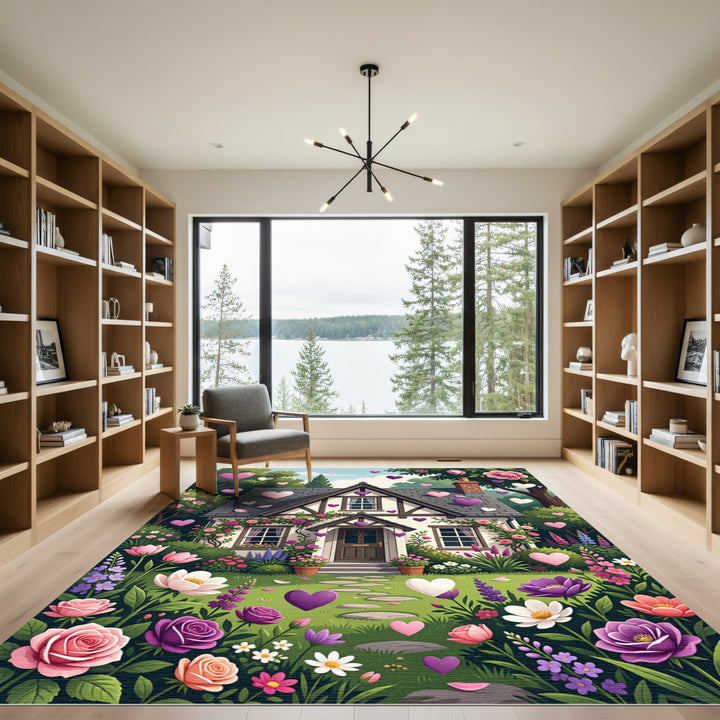 Whimsical Heart Garden Cottage Rug