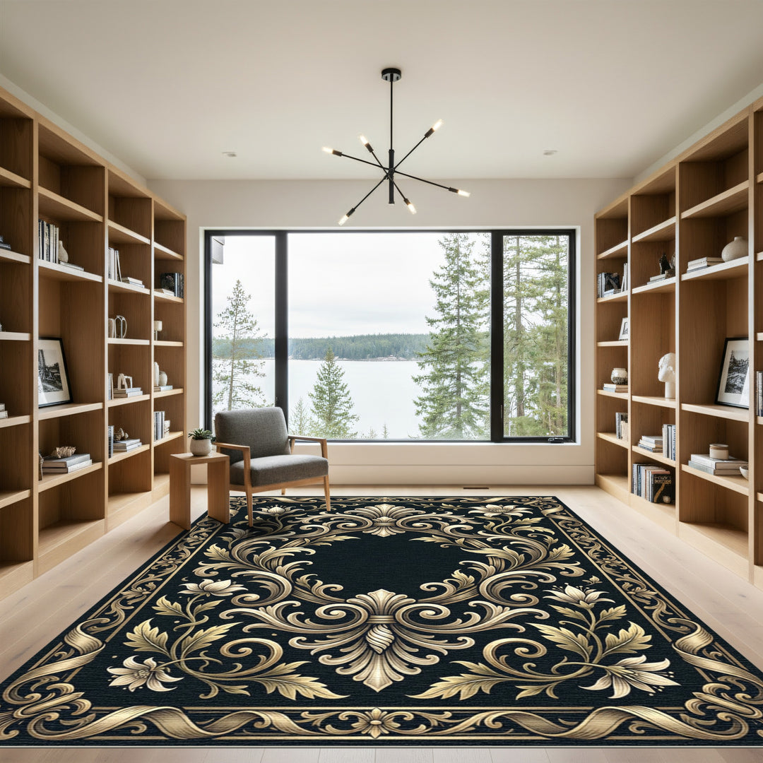 Golden Acanthus Leaf Scroll Rug