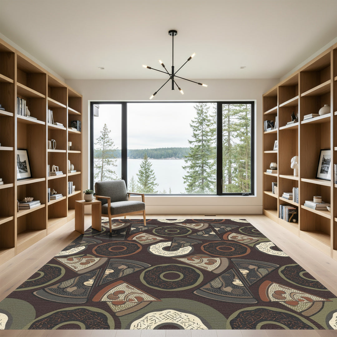 Earthy Donut Pizza Slices Collection Rug