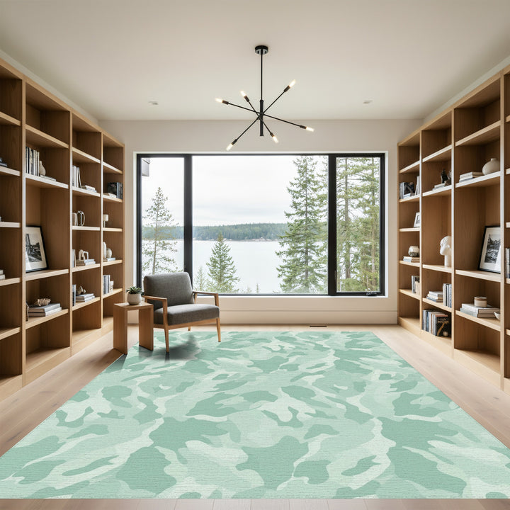 Muted Green Camouflage Abstract Blends Rug