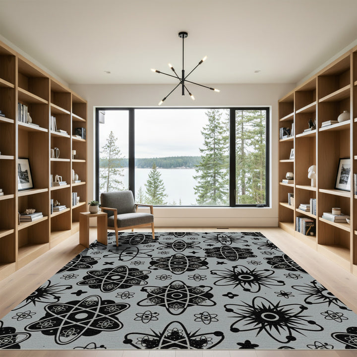 Black Atom Grey Abstract Scatter Rug