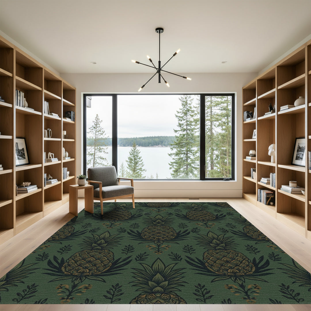 Dark Green Faux Pineapple Garden Rug
