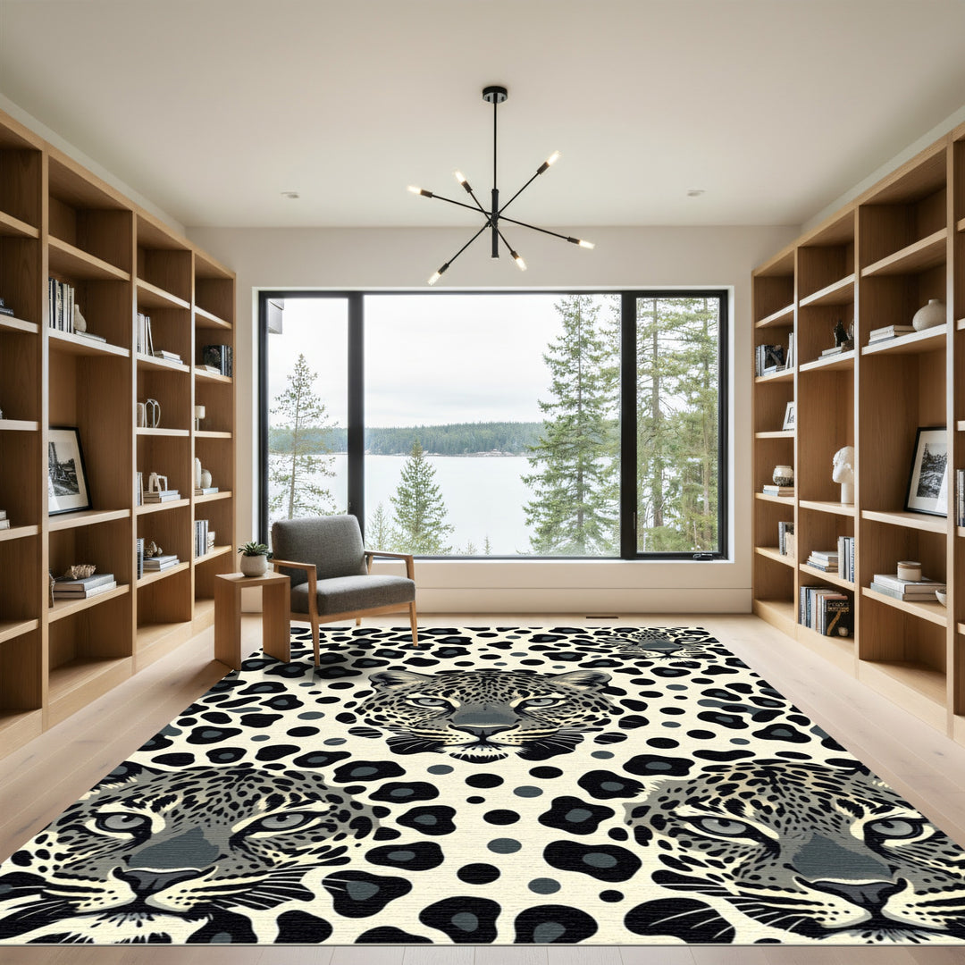 Leopard Spots Big Cat Faces Rug