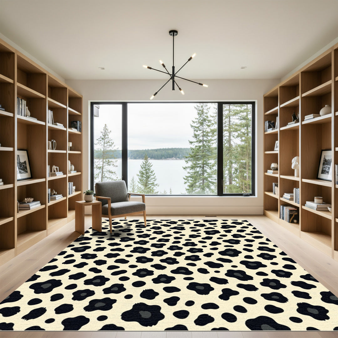 Classic Black Leopard Spots Rug