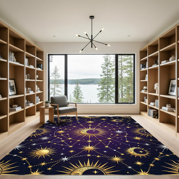 Celestial Sun Moon Starry Night Rug