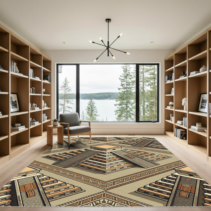 Mayan Pyramid Isometric Geometric Rug