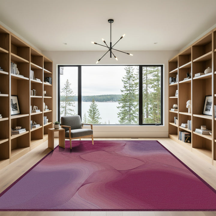 Crimson Plum Gradient Swirl Rug