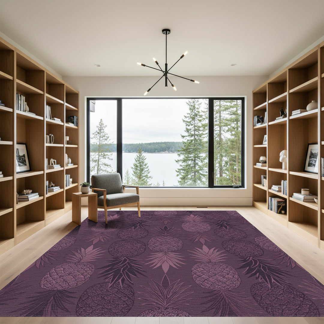 Purple Pineapple Botanical Illustration Rug