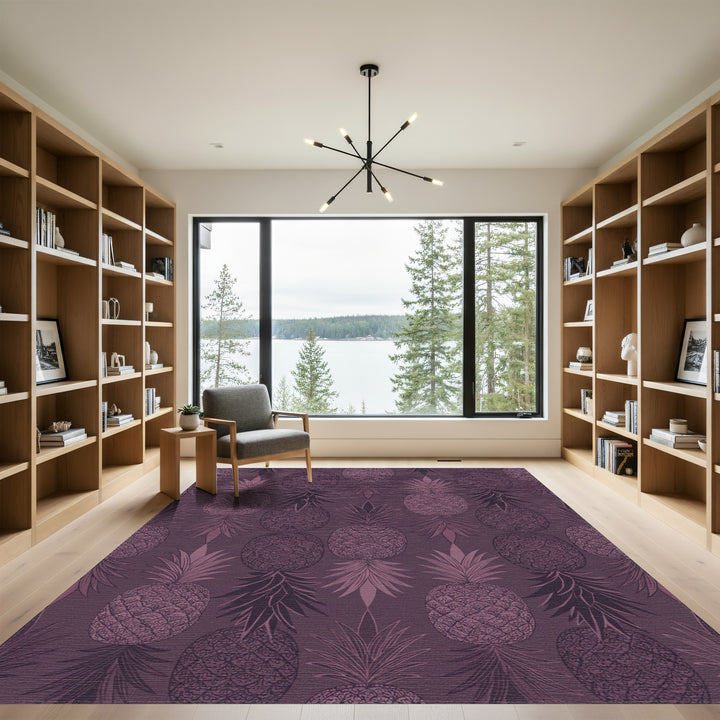 Purple Pineapple Botanical Illustration Rug