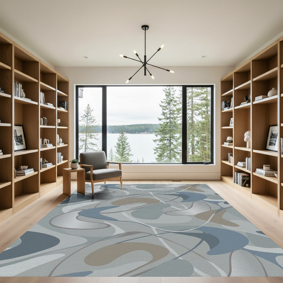 Mid Century Modern Abstract Swirls Rug